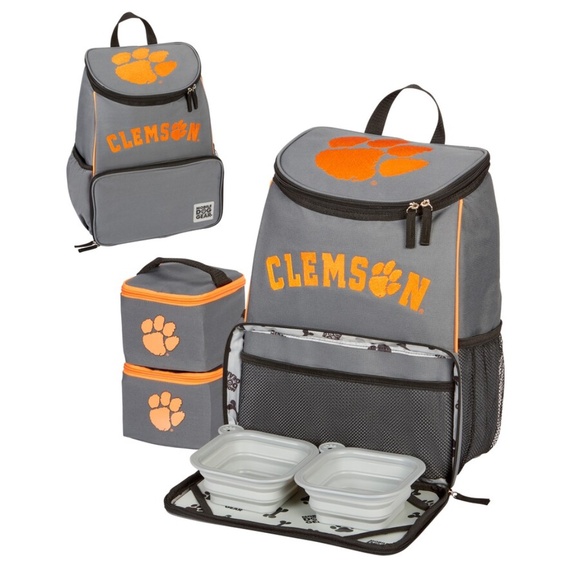 Mobile Dog Gear Clemson Tigers Pet Weekender Backpack (16"x12"x8") Gray/Orange - Picture 5 of 7